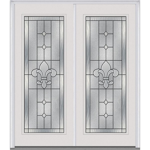 MMI Door 72 in. x 80 in. Carrollton Right-Hand Inswing Full Lite Decorative Glass Painted Steel Prehung Front Door
