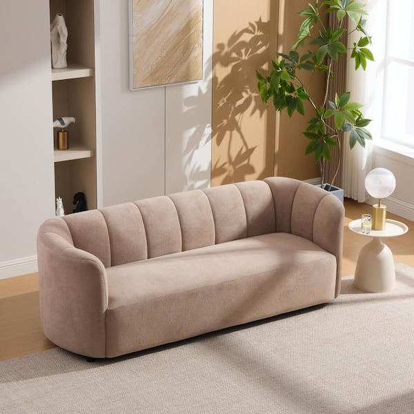Ilys 80.25 in. W Rectangle Round Arm Velvet Modern Sofa with Comfortable Seating in Nomad