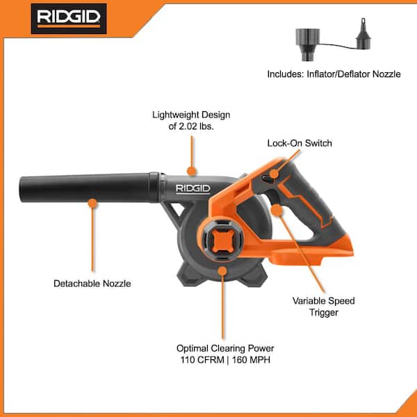 RIDGID - 18V Brushless Cordless 3-Tool Combo Kit w/ Hammer Drill, Impact Driver, Compact Jobsite Blower, Batteries, Charger & Bag