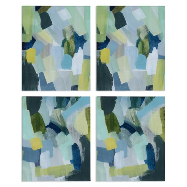 Stupell Industries Blue Green Paint Strokes by Grace Popp 4 Pieces Unframed Abstract Graphic Art Print 20 in. x 16 in.