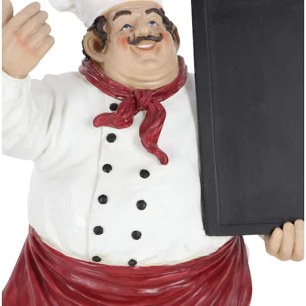 Litton Lane Multi Colored Polystone Chef Sculpture with Chalkboard