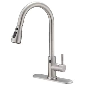 Single Handle Touch Pull-Down Sprayer Kitchen Faucet with Supply Lines in Brushed Nickel