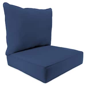 Sunbrella 24" x 24" Navy Blue Solid Rectangular Boxed Edge Outdoor Deep Seating Chair Seat and Back Cushion Set