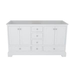 58.74 in. W x 20.66 in. D x 33.54 in. H 4-Doors Bath Vanity Cabinet without Top in White