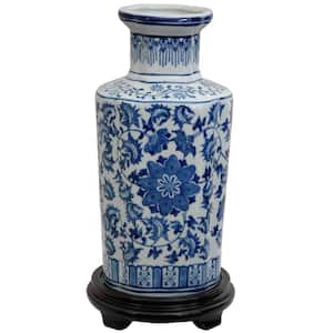 12 in. Porcelain Decorative Vase in Blue