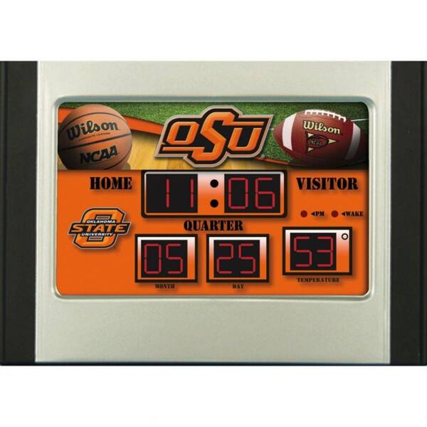 Team Sports America Oklahoma State University 6.5 in. x 9 in. Scoreboard Alarm Clock with Temperature