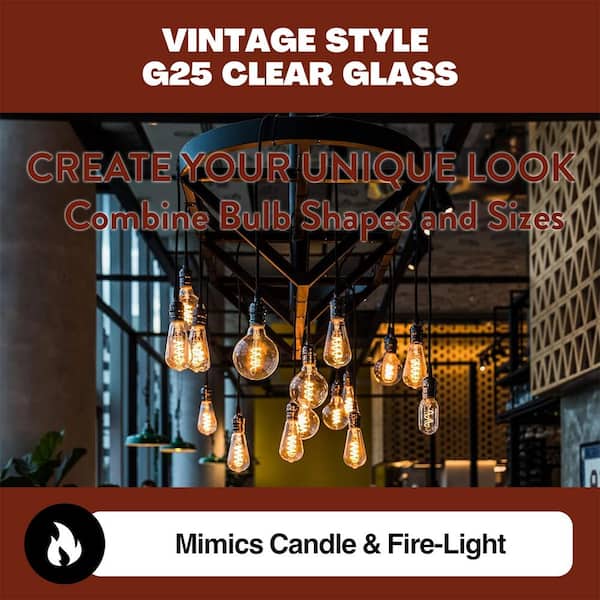 NorbCOZY 4W Equivalent Relaxing G25 Globe 2200K Dimmable Clear Spiral Vintage Edison Cozy LED Light Bulb (4-Pack)