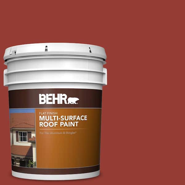 BEHR 5 gal. #PPU2-17 Morocco Red Flat Multi-Surface Exterior Roof Paint
