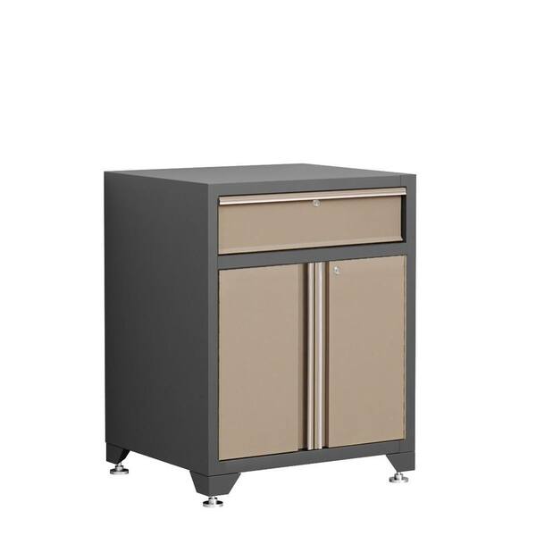 NewAge Products Pro Series 35 in. H x 28 in. W x 24 in. D 1-Drawer 18-Gauge Welded Steel Garage Base Cabinet with 2-Doors in Taupe