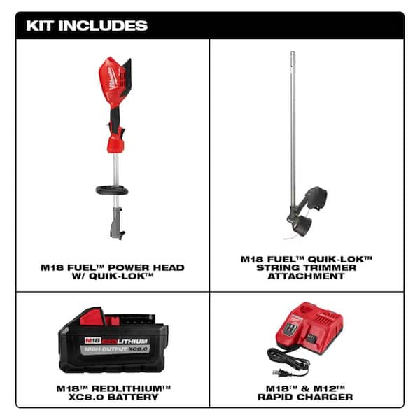 Milwaukee M18 FUEL 18-Volt Lithium-Ion Cordless Brushless String Grass Trimmer W/ Attachment Capability W/ M18 5.0Ah Battery