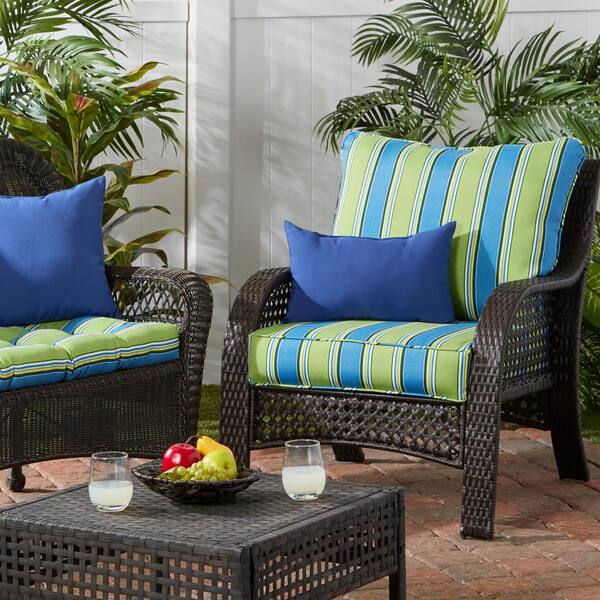 Sweet Home Collection 19 x 19 Light Blue Solid Print U-Shape Seat Pad  Outdoor Seating Cushions with Reversible and Weather Proof (2 Pack)