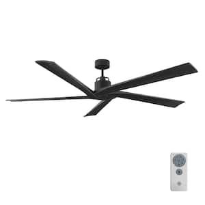 Aspen 70 in. Indoor/Outdoor Modern Matte Black Ceiling Fan with Matte Black Blades, DC Motor and Remote Control