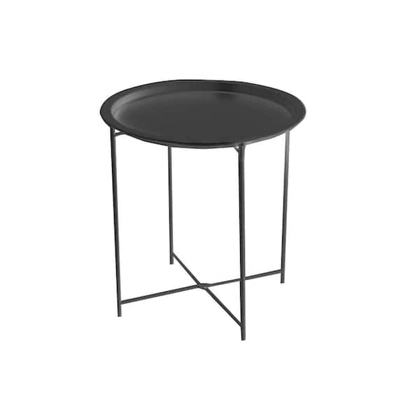 Tatayosi Outdoor Folding Tray Metal, Small Round Outdoor Side Table