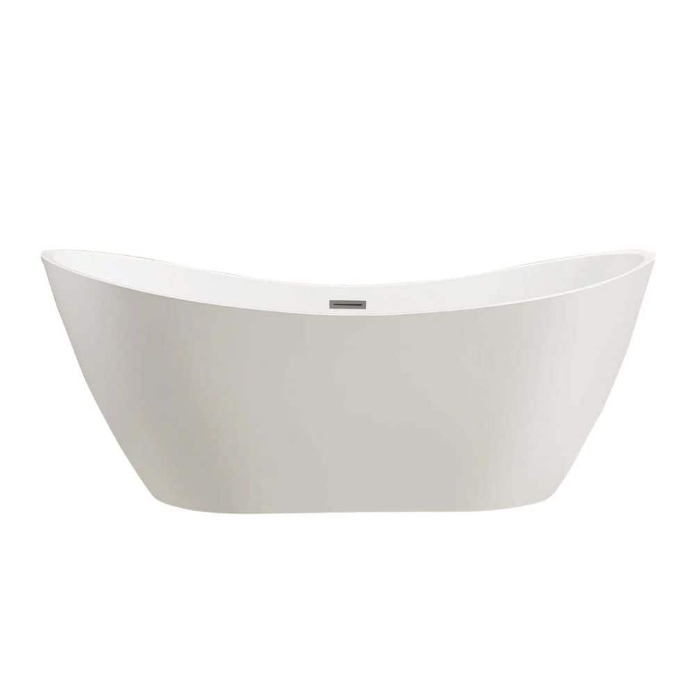 Ophelia 71'' White Acrylic Freestanding Soaking Bathtub