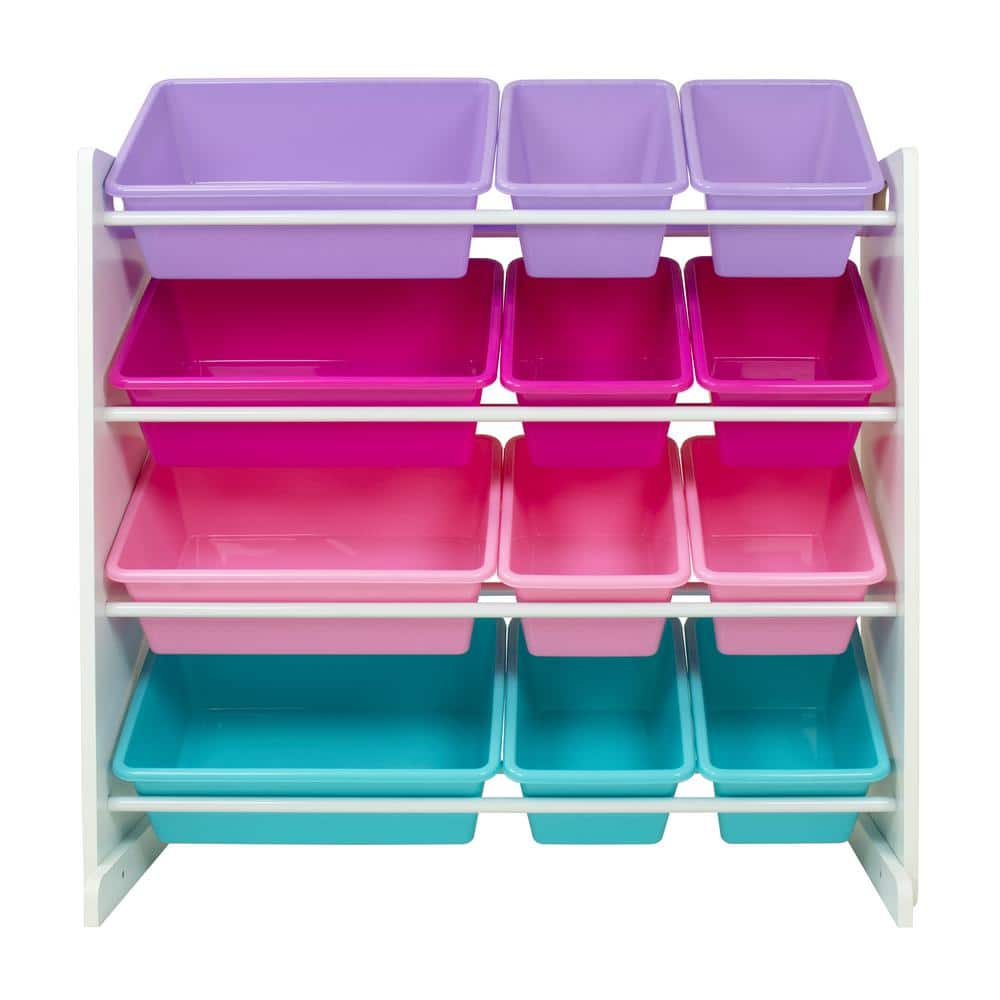 Forever Multicolor Engineered Wood Toy Storage Organizer with 12 Plastic Bins