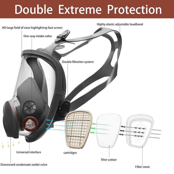 Half Face Respirator Reusable Mask With Filters - For Painting, Sanding, Dust & Chemical Protection Respirator Mask - View #9