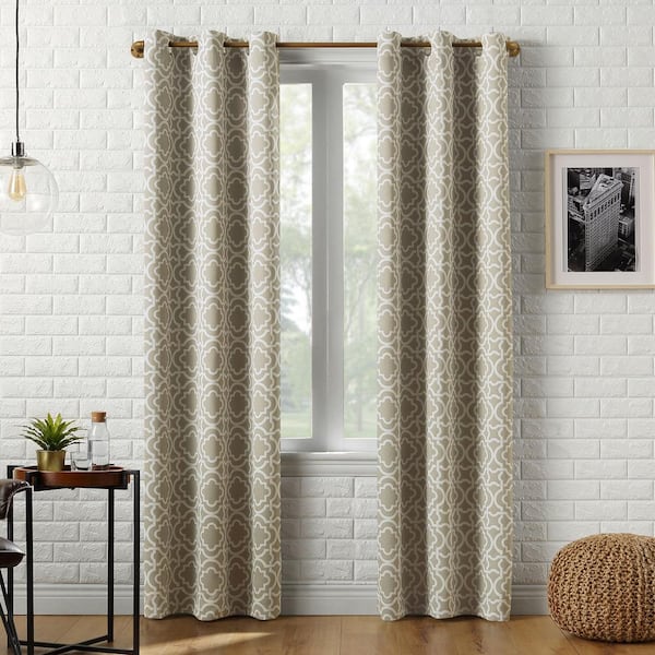Sun Zero Barnett Trellis Taupe Polyester 40 in. W x 63 in. L Grommet Blackout Curtain (Single Panel)