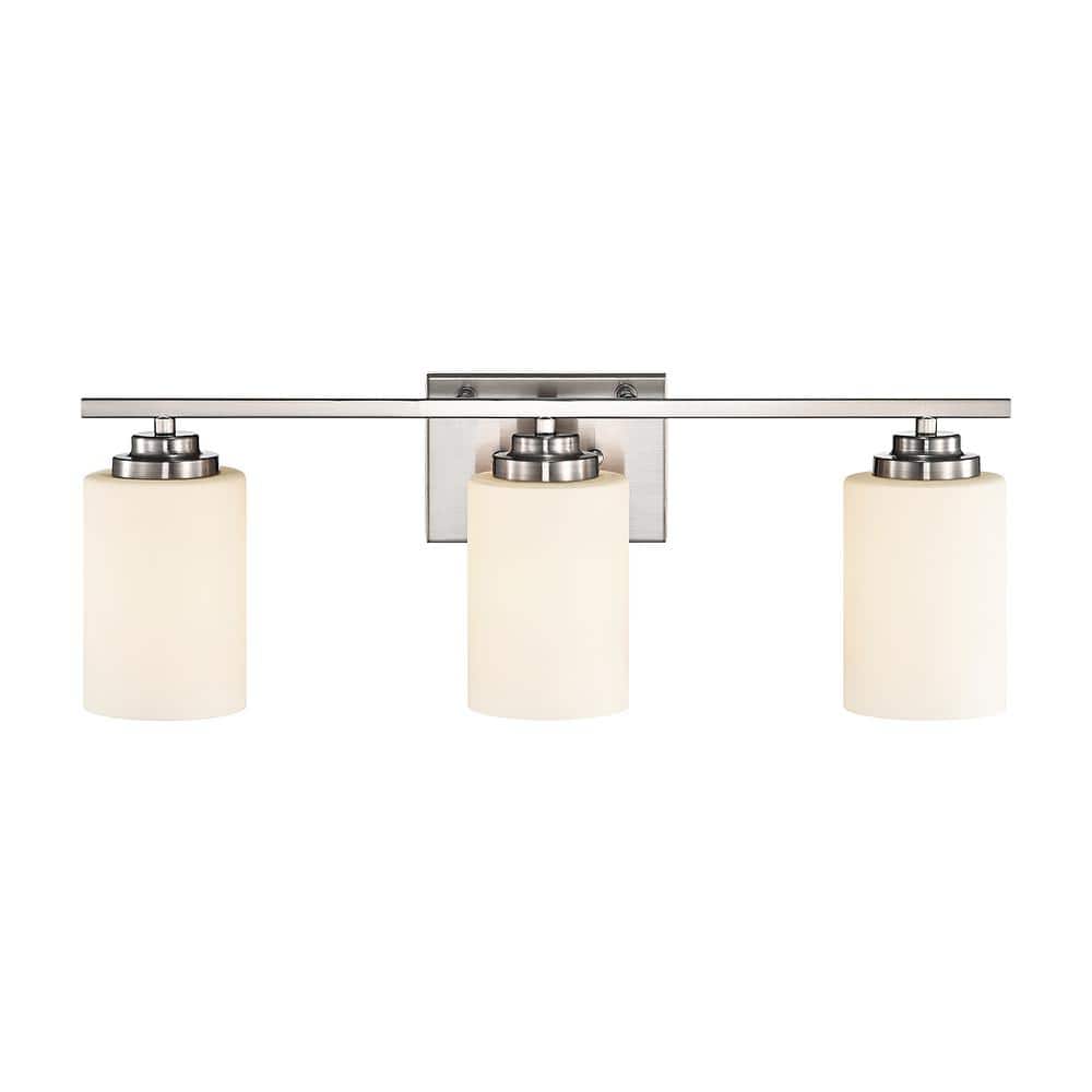 Edvivi 22 in. 3-Light Brushed Nickel Vanity Light with White