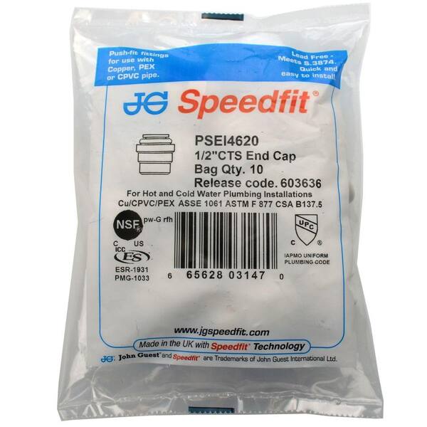 John Guest SpeedFit 1/2 in. Push-to-Connext End Cap Fitting
