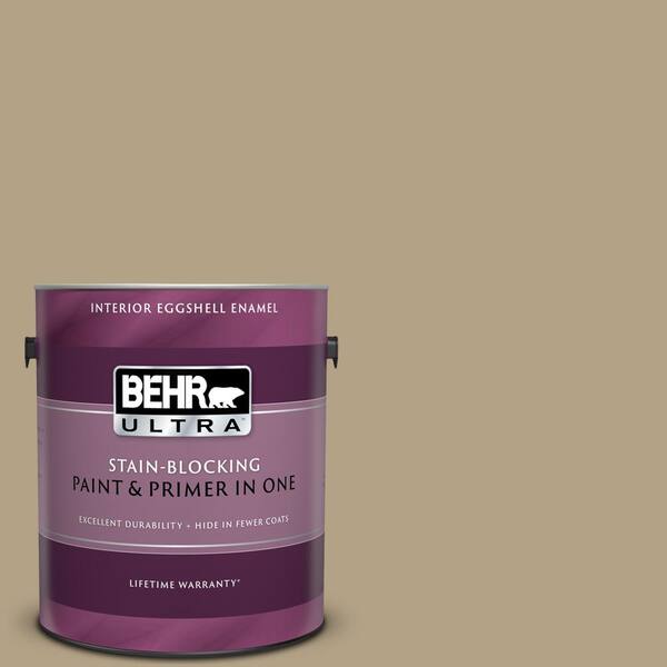 BEHR ULTRA 1 gal. #UL190-18 Chamois Tan Eggshell Enamel Interior Paint and Primer in One
