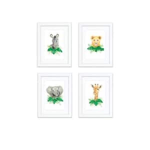 "Safari Littles" by Alyssa Lewis Set of Four White Framed with Mat Animal Art Prints 20 in. x 16 in.