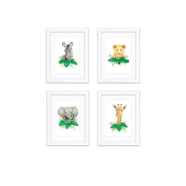 Unbranded "Safari Littles" by Alyssa Lewis Set of Four White Framed with Mat Animal Art Prints 24 in. x 18 in.