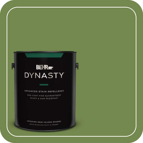 BEHR DYNASTY 1 gal. Home Decorators Collection #HDC-SM14-2 Green Suede Semi-Gloss Enamel Interior Stain-Blocking Paint & Primer