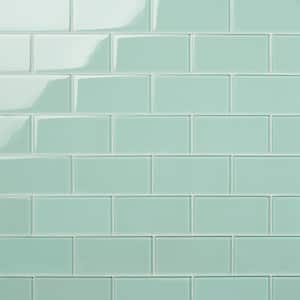 Contempo Spa Green Polished 3 in. x 6 in. x 8 mm Glass Subway Tile (32 pieces 4 sq.ft./Box)