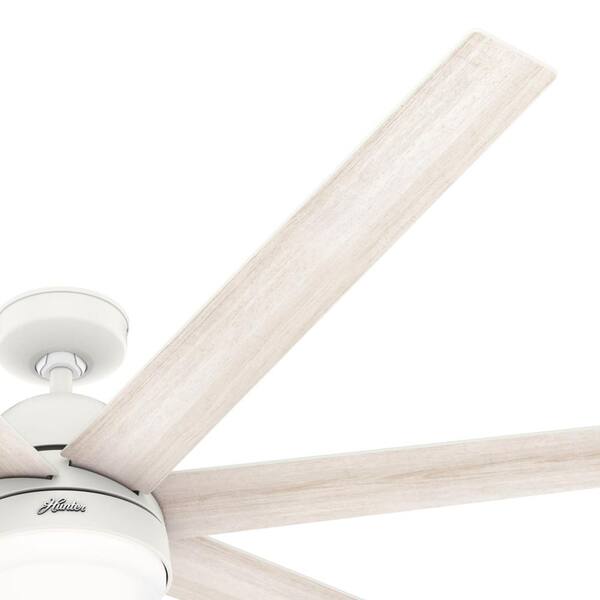 Hunter - Hunter 70 in. Phenomenon Wi-Fi ENERGY STAR Matte White Smart Ceiling Fan with LED Light Kit and Wall Control