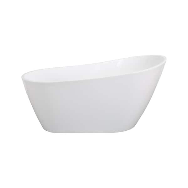 Aoibox 59 in. x 30.71 in. Soaking Bathtub with Right Drain in Gloss White