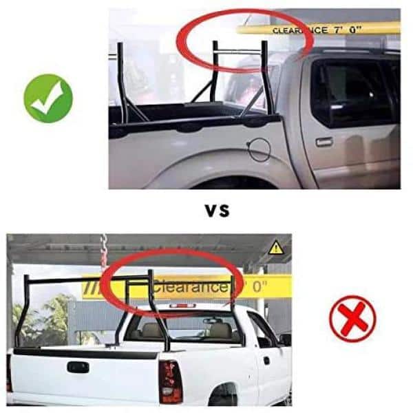 24 in. 800 lbs. Capacity Low Profile Extendable Steel Pickup Truck Sport Bar Ladder Rack Lumber Utility, Mounting Clamps
