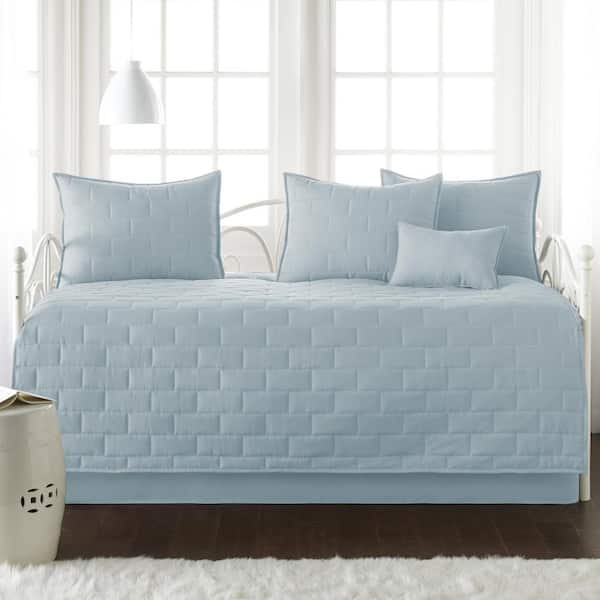 SOUTHSHORE FINE LINENS Brickyard 6-Piece Blue Microfiber Daybed Set