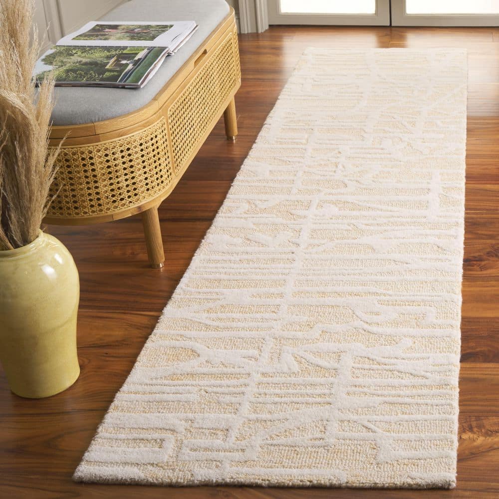 Ebony 2 ft. x 9 ft. Gold/Ivory Contemporary Linear Abstract Runner Rug price history on PriceWatchPro