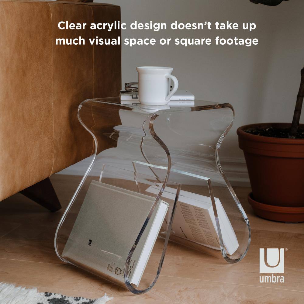 Clear Acrylic Rectangular Side Table with Storage