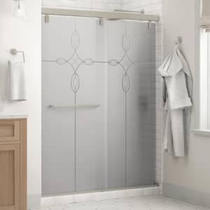 Mod 60 in. x 71-1/2 in. Soft-Close Frameless Sliding Shower Door in Nickel with 1/4 in. Tempered Tranquility Glass