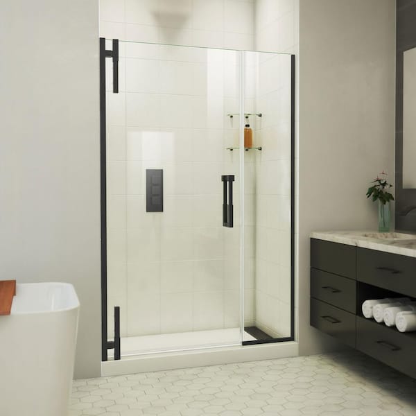 DreamLine Ascend 45 in. W x 72 in. H Pivot Frameless Shower Door in Matte Black
