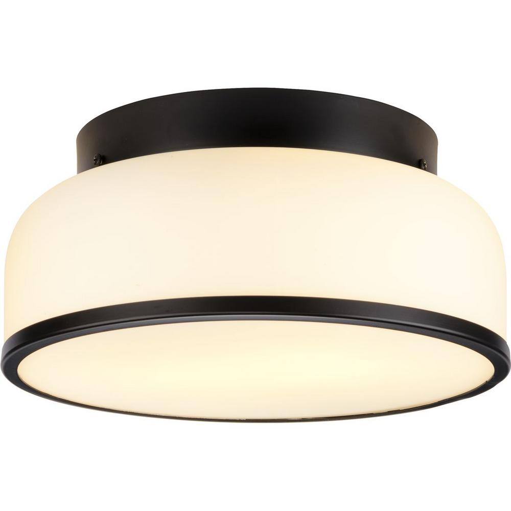 Parkhurst Matte Black Glass Flush Mount Light
