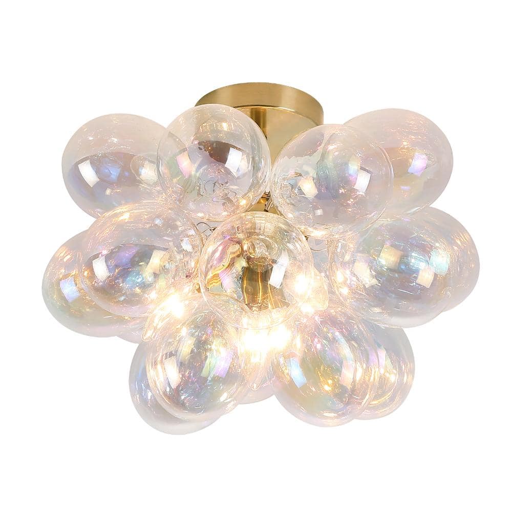 Modern 4-Light Brass Semi-Flush Mount with Colorful Glass Globes price history on PriceWatchPro