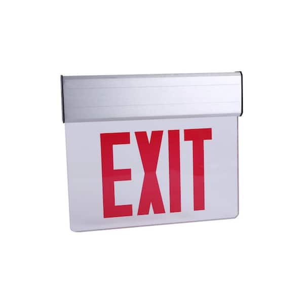 Commercial Electric 120-Volt to 277-Volt with Ni-Cad 4.8-Volt Edge Lit Integrated LED Red Exit Sign