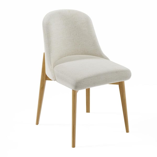 Lirago Upholstered Modern Dining Chairs with Oak Legs, (Set of 4)