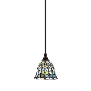 Sparta 100-Watt 1-Light Black Copper Shaded Pendant Mini Pendant Light with Crescent Glass and Light Bulb Not Included