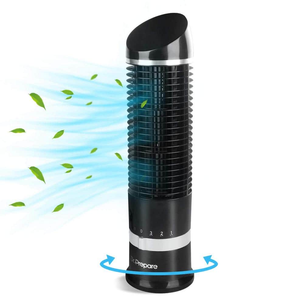 Adrinfly 4.3 in. Portable Tower Fan Desk Table Fan with 3 Speeds Wind Modes & 60° Oscillation 16" Tall for Bedroom in Black
