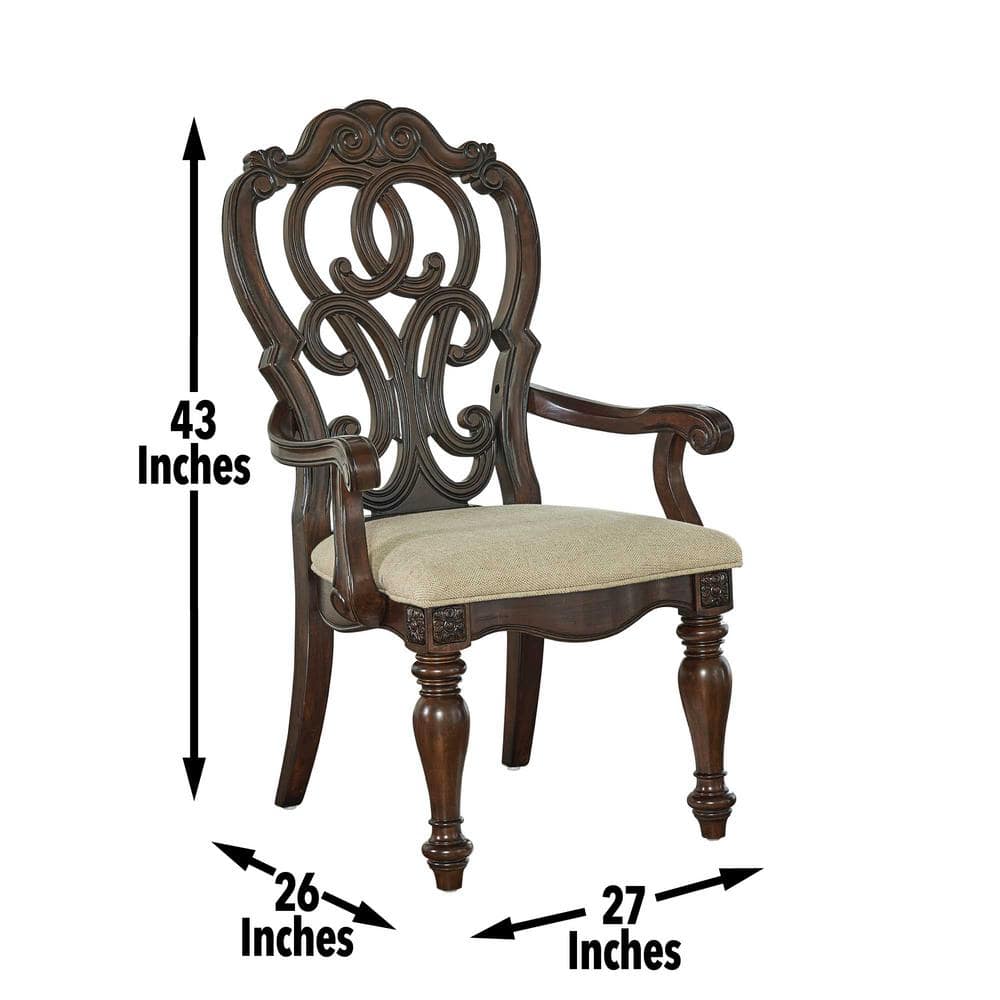 Traditional Warm Brown Pecan Wood Accent Chair