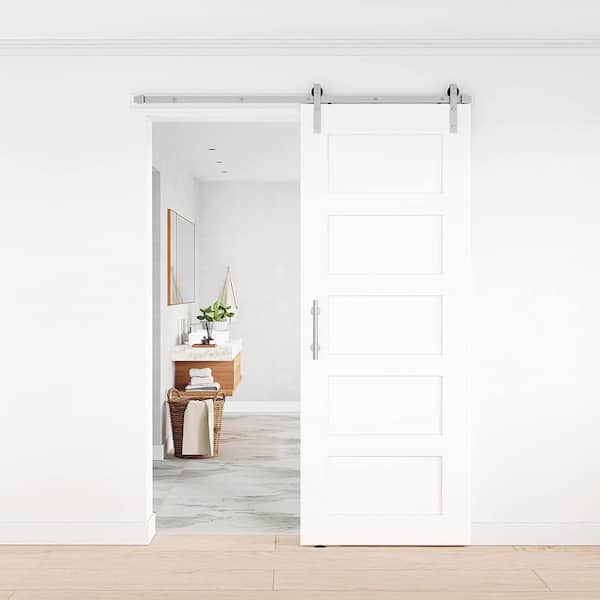 12 in. Stainless Steel Sliding Barn Door Handle Pull and Flush Hardware Set