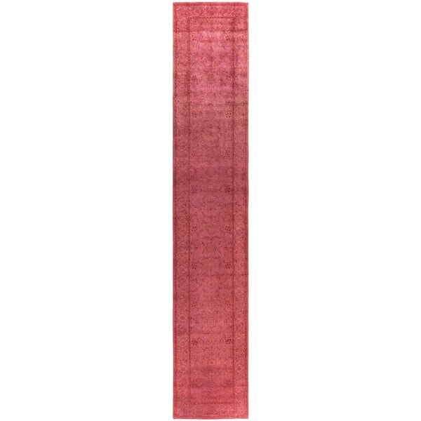 Overdyed Pink 2 ft. x 14 ft. Solid Wool Indoor Runner Rug