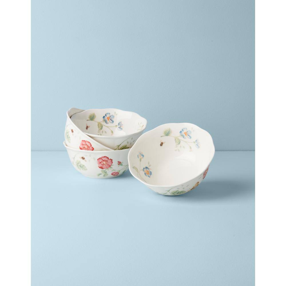Butterfly Meadow White Ceramic All-Purpose Bowls Set