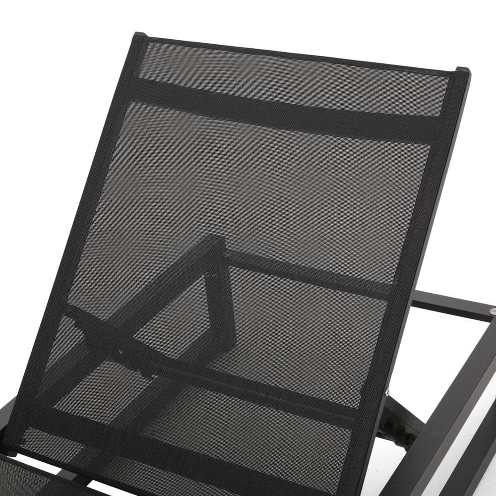 Modesta Black Aluminum Outdoor Adjustable Chaise Lounge