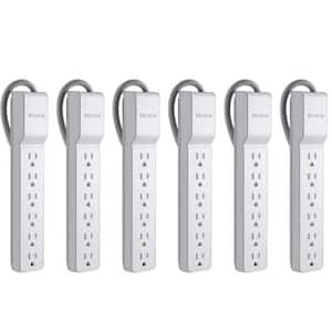 6 ft. 6-Outlet Power Strip Surge Protector with Flat Rotating Plug and Extension Cord in White (6-Pack)