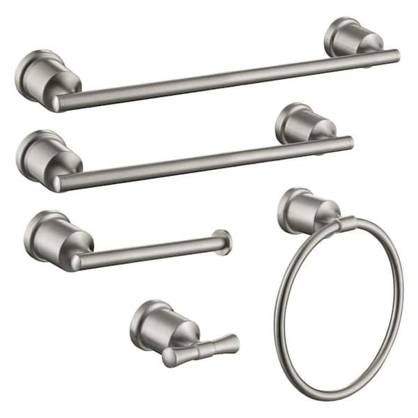 Kingston Brass Mathsson 5-Piece Bath Hardware Set with Mounting Hardware in Brushed Nickel