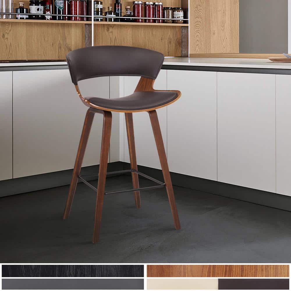 Jagger Modern 26 in. Wood and Faux Leather Counter Height Bar Stool